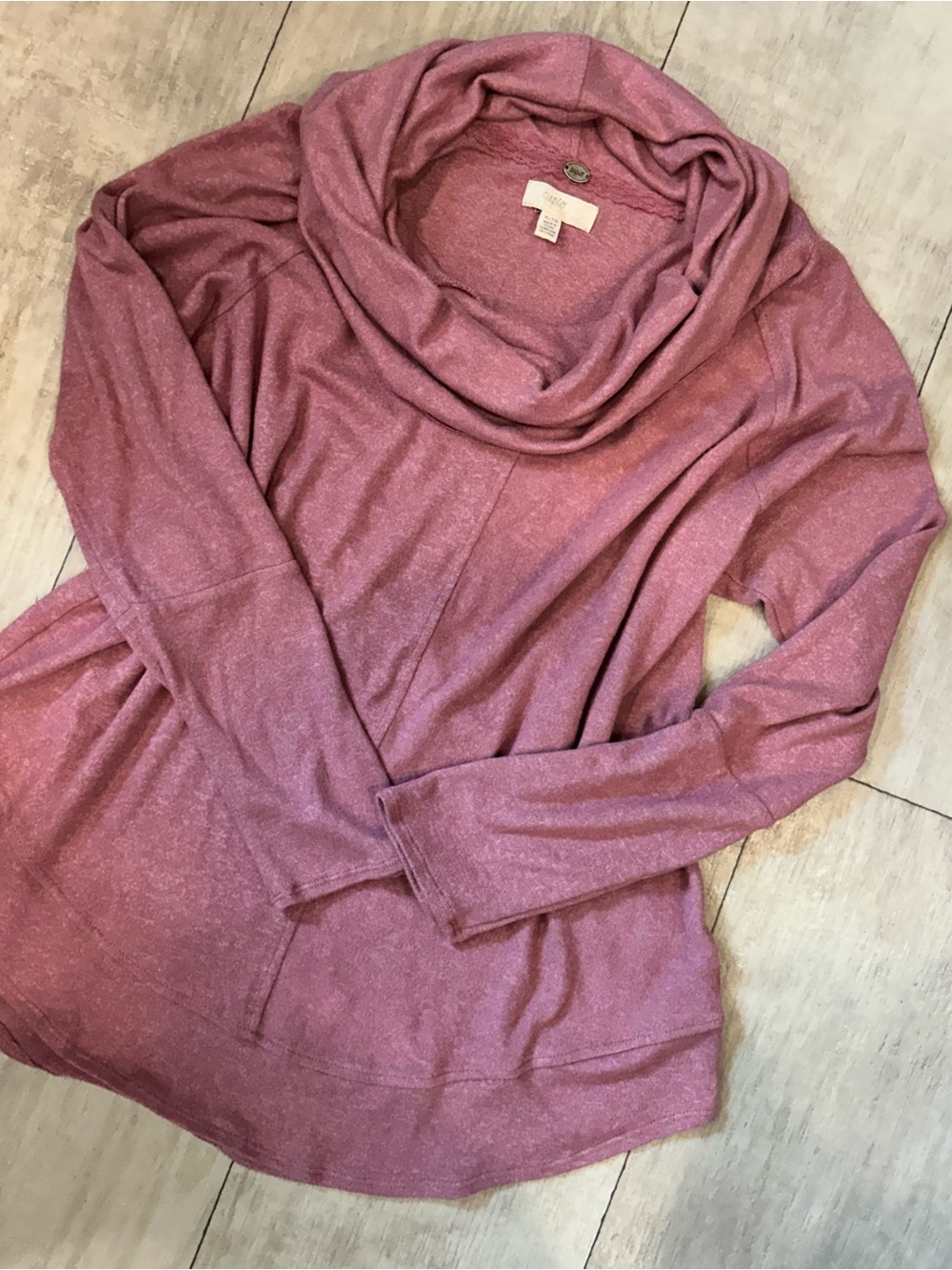 Cupio Dusty Rose Cowl Neck Sweater